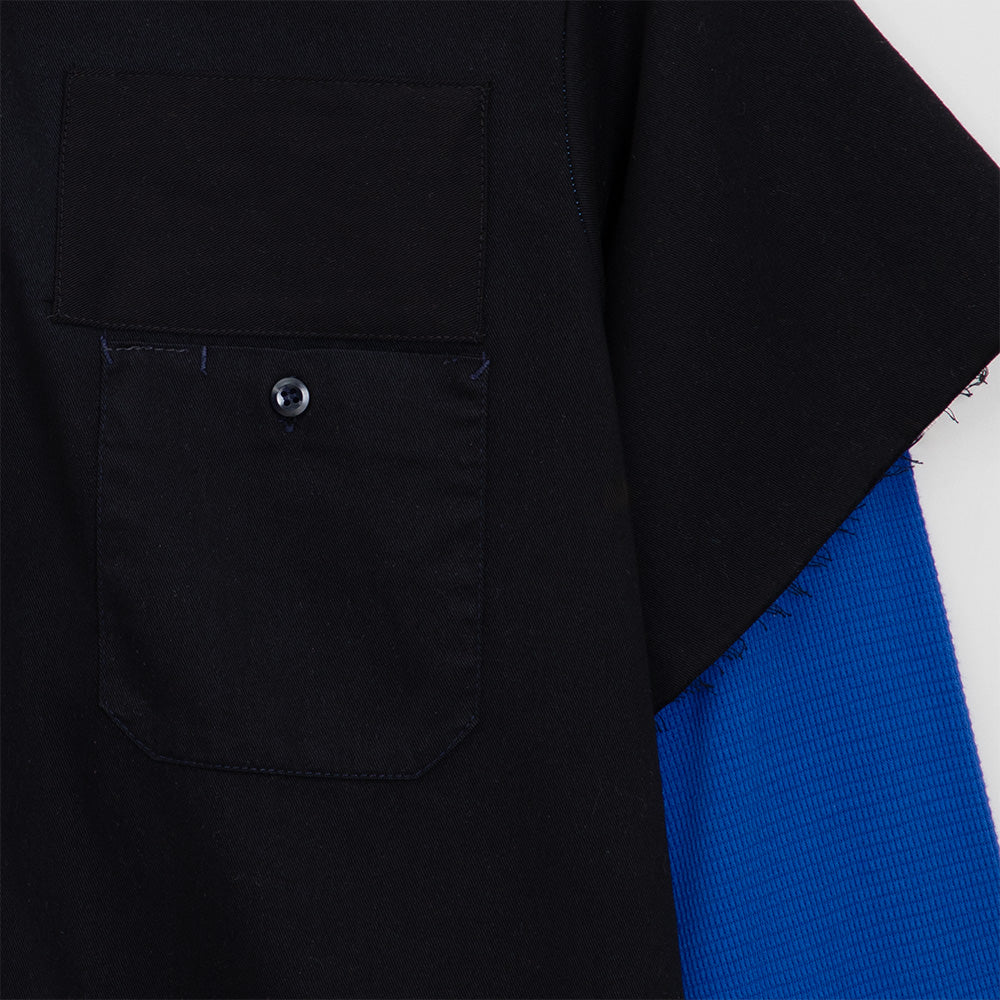 SUAY x Billie Eilish Black Blue Thermal Sleeve Work Shirt - Image 3
